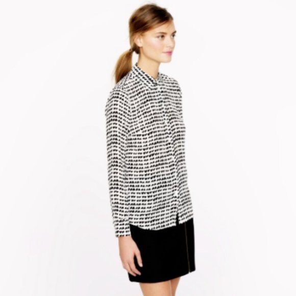 J Crew Heart Print Long Sleeve Blouse Size Medium - Picture 2 of 10